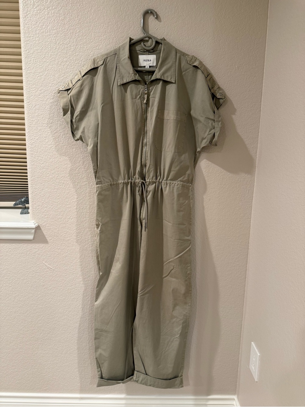 pistola Olive Utility Short-Sleeve Zip Jumpsuit